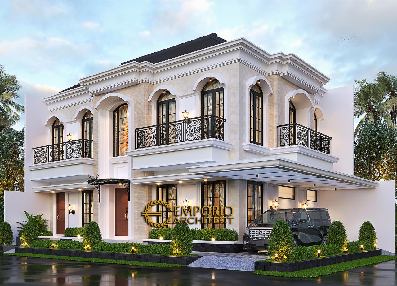 Desain Tampak Hook Rumah Klasik 2 Lantai Bapak Andry Wisnu di Jakarta 2