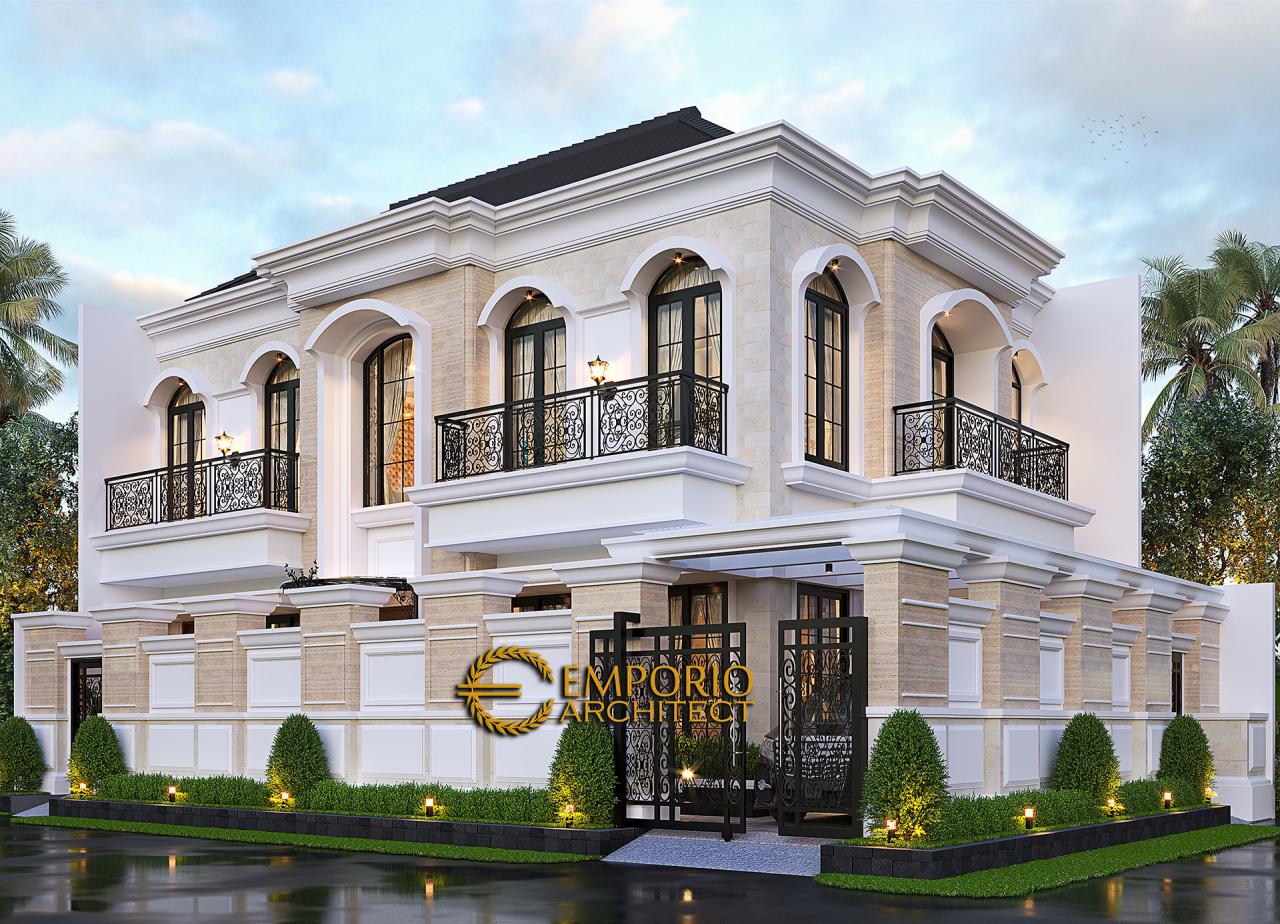 Desain Tampak Hook Dengan Pagar Rumah Klasik 2 Lantai Bapak Andry Wisnu di Jakarta 3