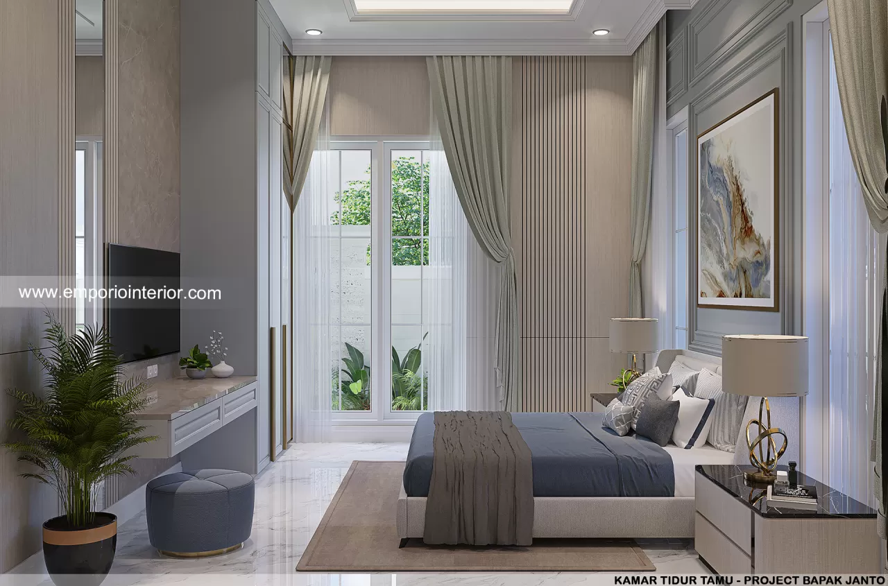 Desain Kamar Tidur Tamu Rumah Klasik 2.5 Lantai Bapak JTA di Jakarta Selatan 28569