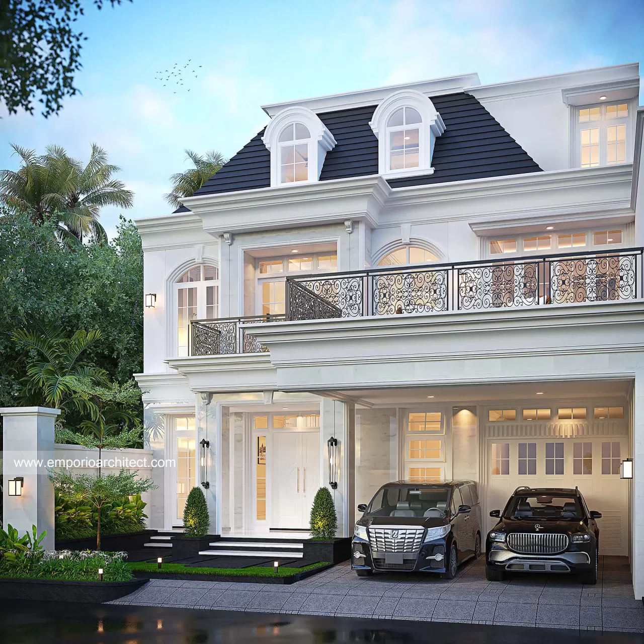 Desain Rumah Klasik 3 Lantai Bapak DNN di Bandung - Tampak Depan 34157