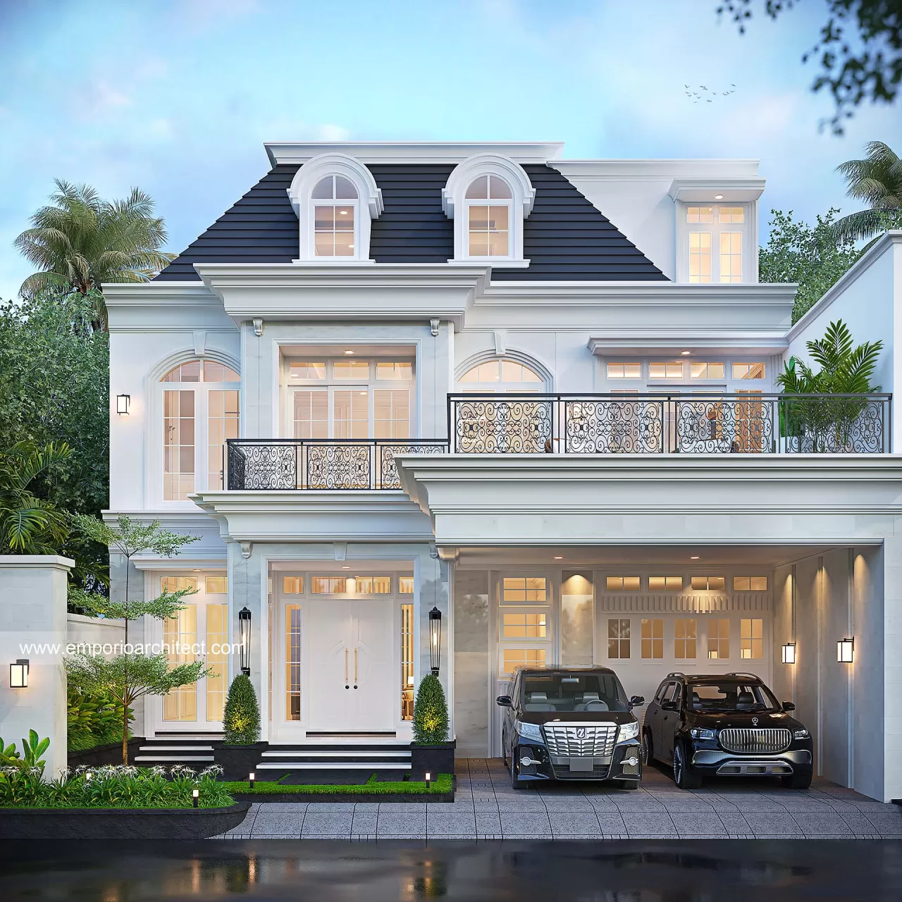 Desain Tampak Depan 3 Rumah Klasik 3 Lantai Bapak DNN di Bandung 34159