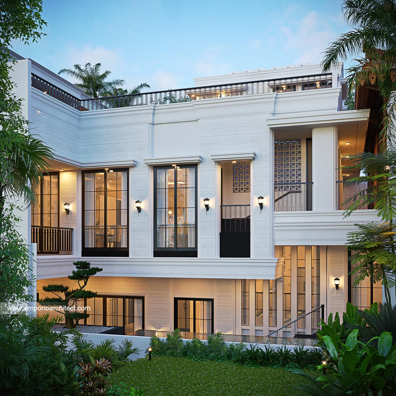 Desain Tampak Samping Rumah Klasik 3 Lantai Ibu YBL di Jagakarsa, Jakarta Selatan 47988