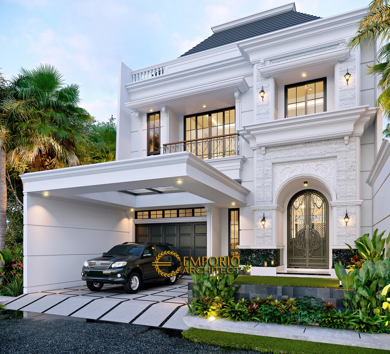 Desain Rumah Klasik 3 Lantai Ibu Reni di Jakarta Barat - Tampak Depan 1