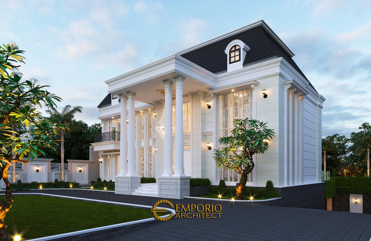 Desain Tampak Depan Tanpa Pagar 2 Rumah Klasik 3 Lantai Bapak Heri di Halmahera, Maluku Utara 2