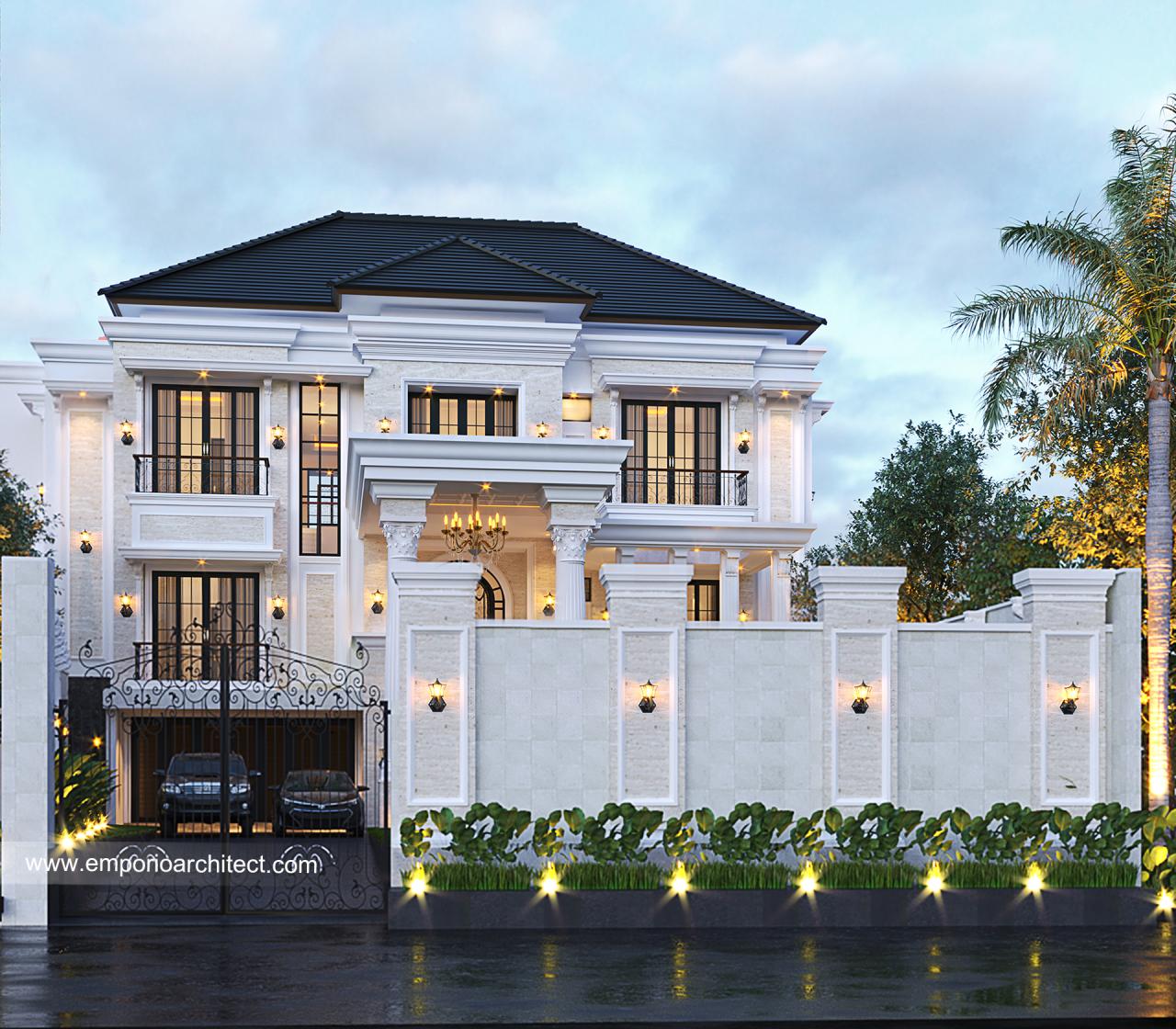 Desain Tampak Depan Dengan Pagar Rumah Klasik 3 Lantai Bapak Febri di