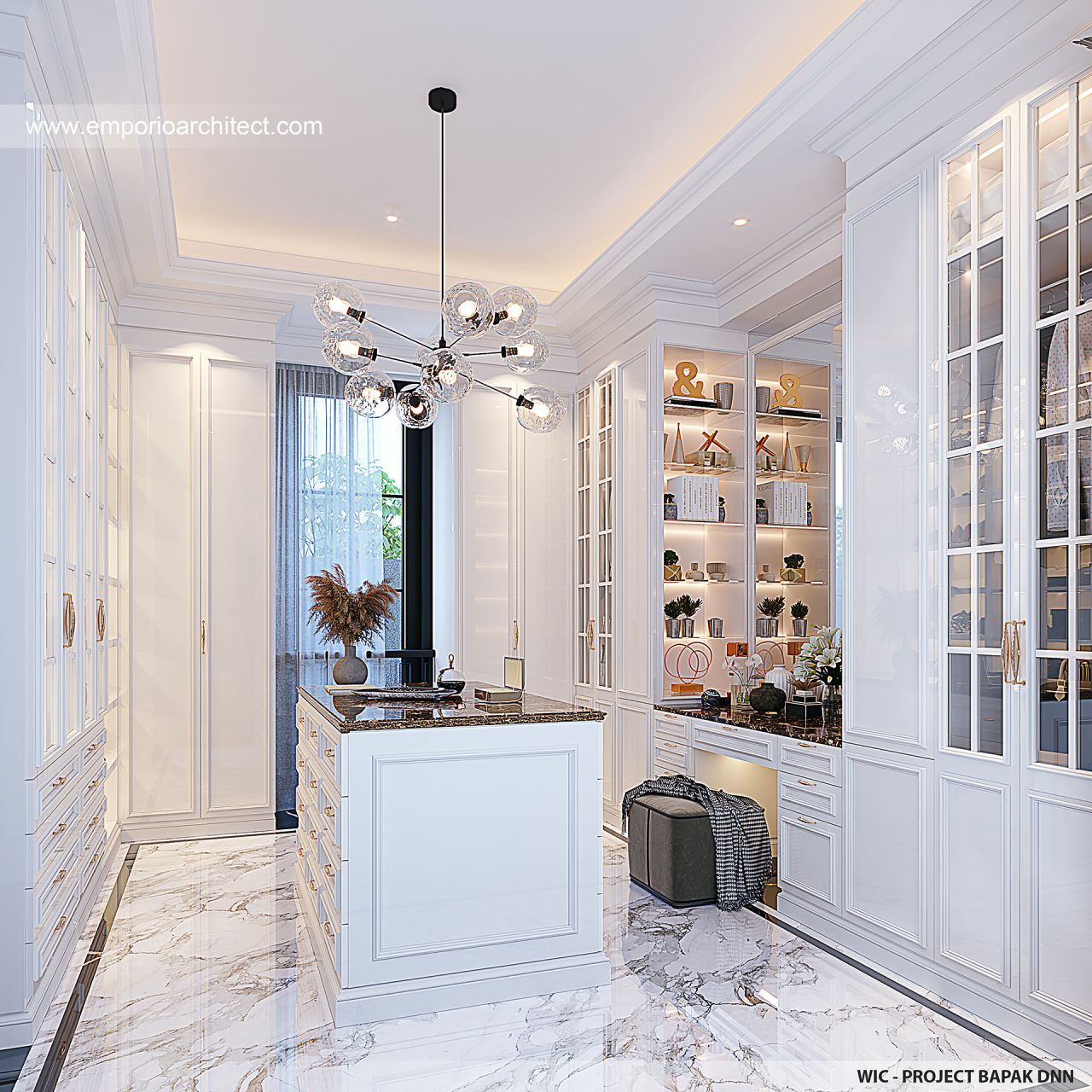 Desain Walk In Closet Rumah Mediteran Klasik 3 Lantai Bapak DNN di ...