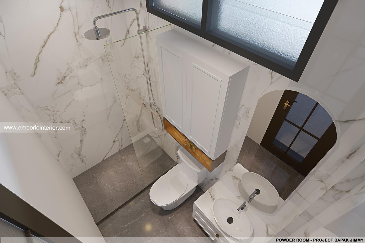 Desain Toilet Tamu Rumah Klasik 3 Lantai Bapak Jimmy di Surabaya 