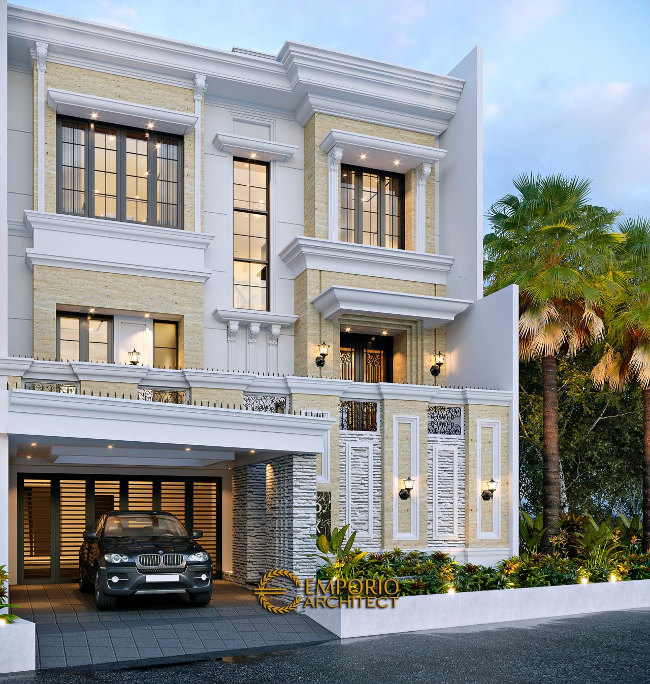 Desain Rumah Klasik 3.5 Lantai Bapak Yanto di Jakarta - Tampak Depan 1