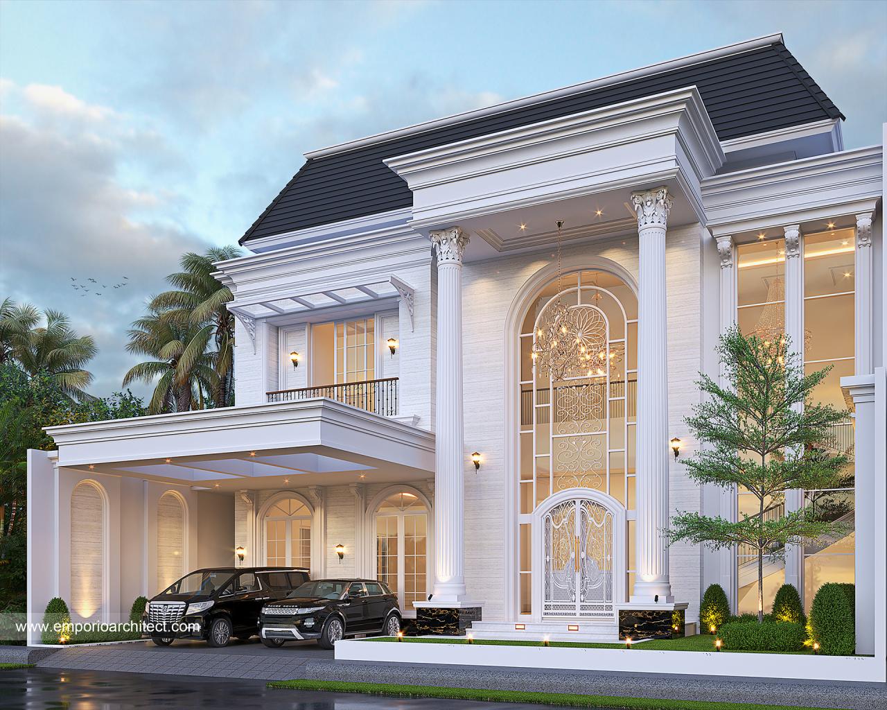 Desain Rumah Klasik Modern 2 Lantai Bapak SD 2057 di Jakarta