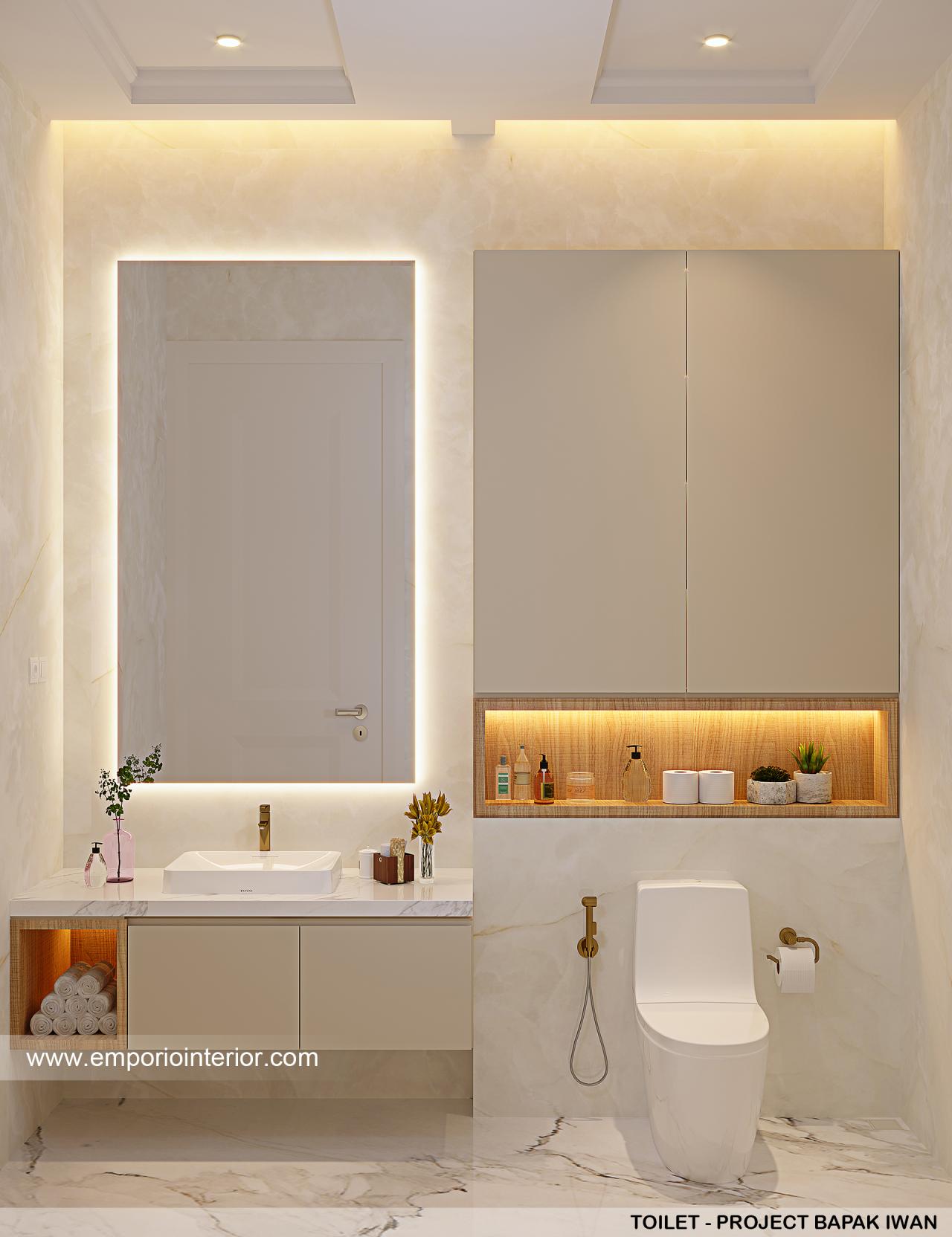 Desain Toilet Rumah Klasik Modern 2.5 Lantai Bapak IWN di Jambi 