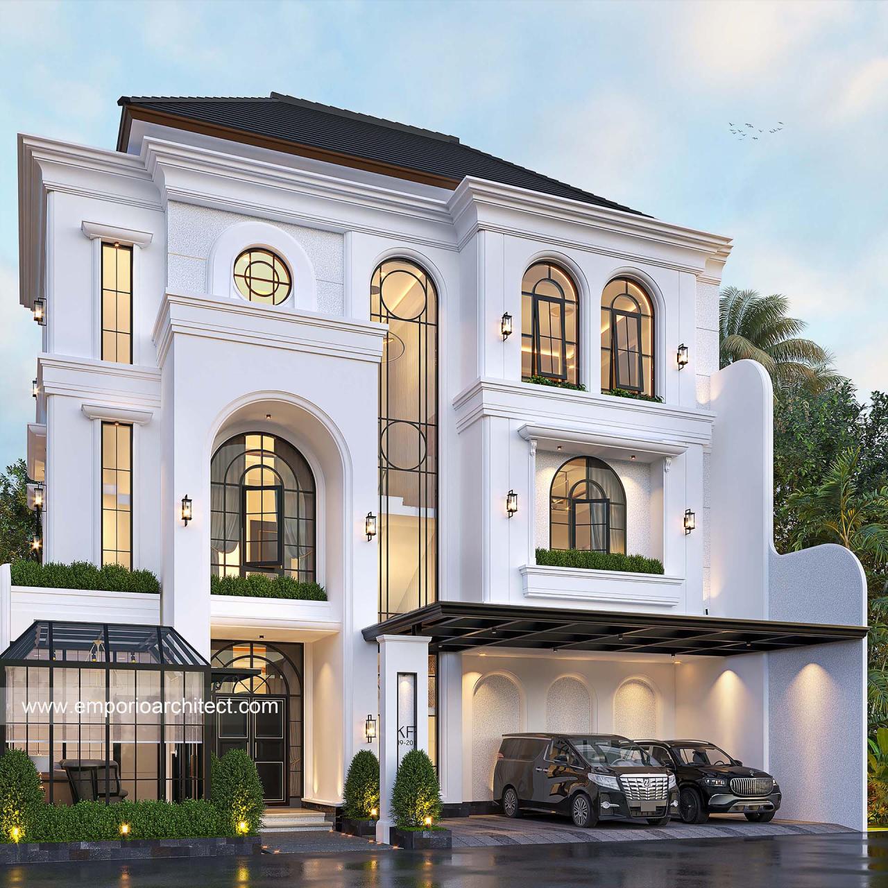 Desain Rumah Klasik Mediteran 3 Lantai Ibu Adiezty Fersa dan Bapak Gilang Dirga II di Jakarta