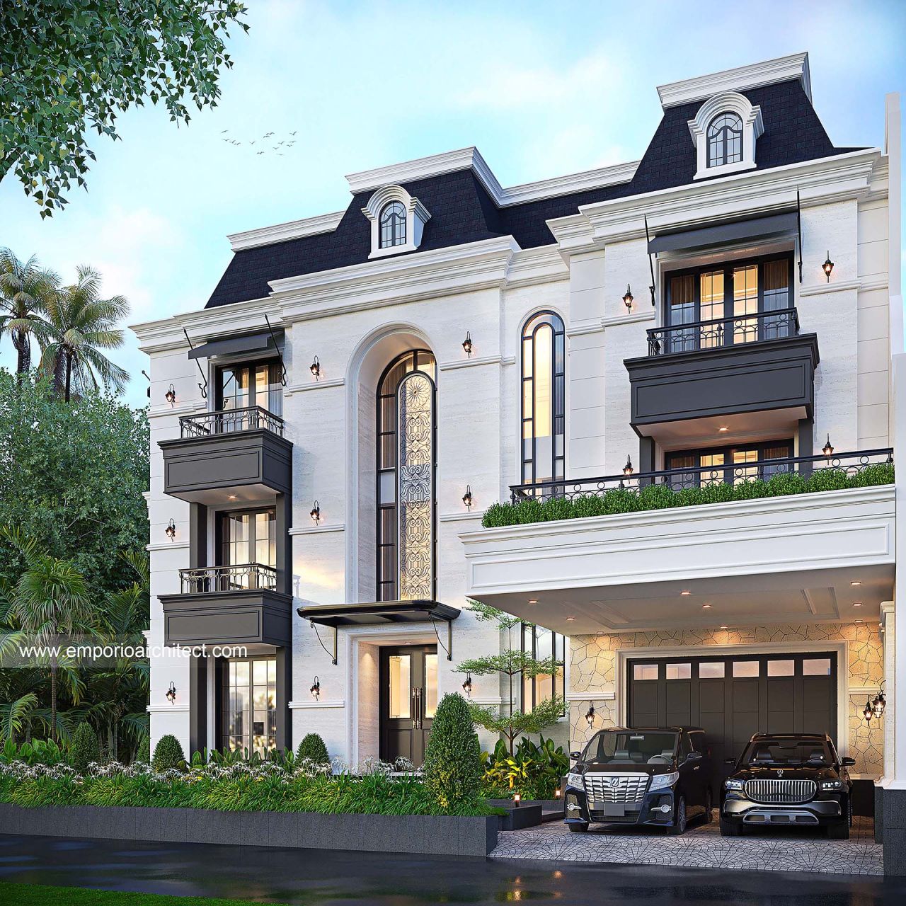 Gambar Desain Rumah Mediteran Modern 3 Lantai Bapak BBG 1737 di  Jakarta
