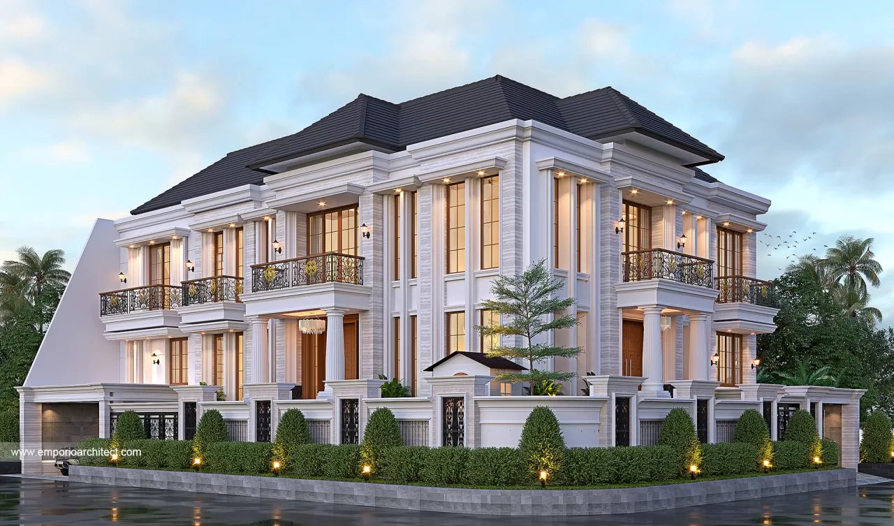 Desain Rumah Klasik Modern 3.5 Lantai Bapak SRT di Bandung - Tampak Hook 26245