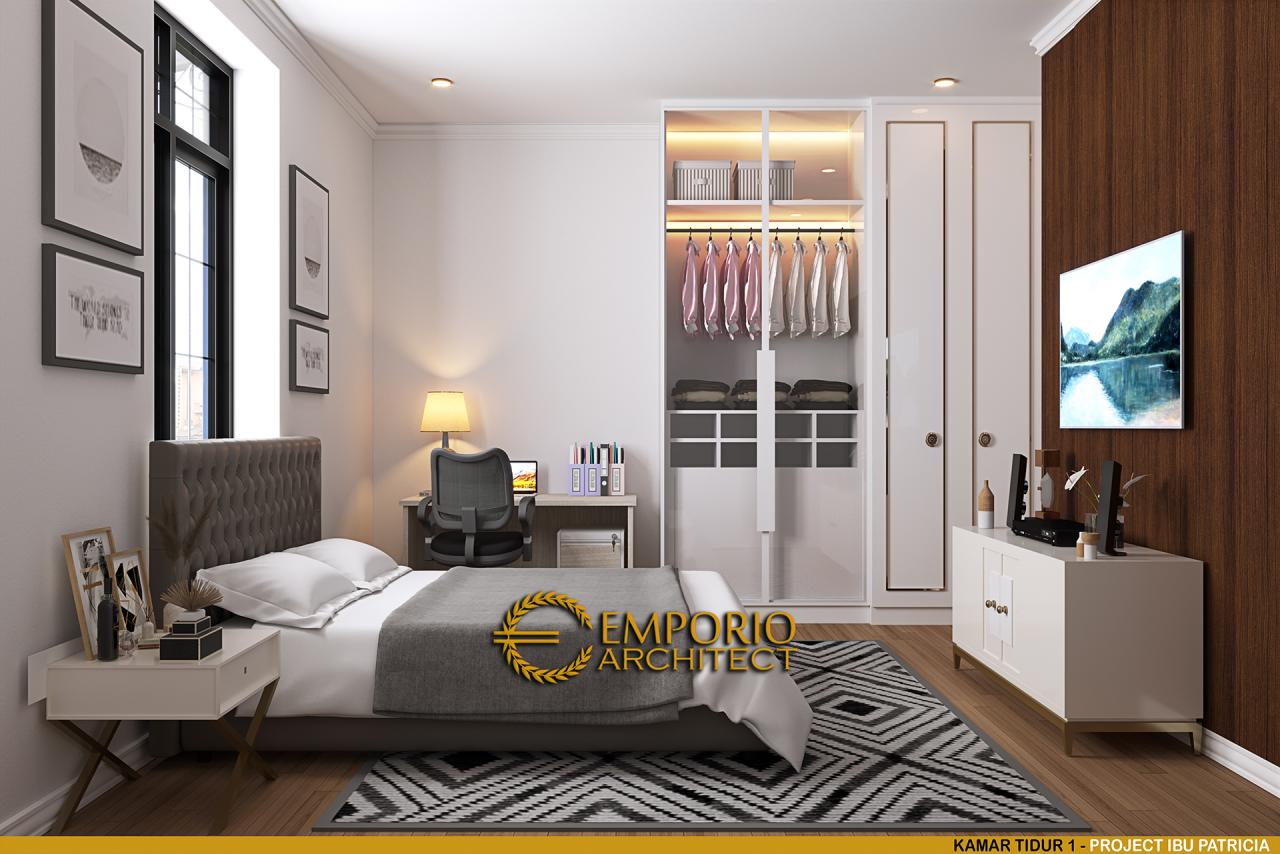 Desain Kamar Tidur 1 Rumah Mediteran 2 Lantai Ibu Patricia di Bogor, Jawa Barat 15