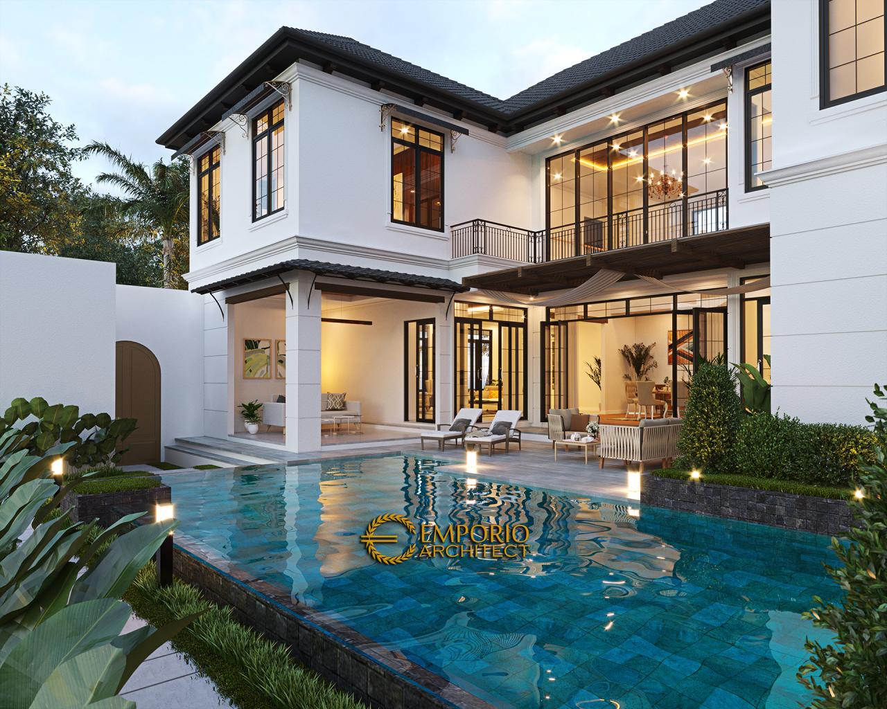 Desain Tampak Kolam Lookup 1 Rumah Mediteran 2 Lantai Ibu Patricia di Bogor, Jawa Barat 7