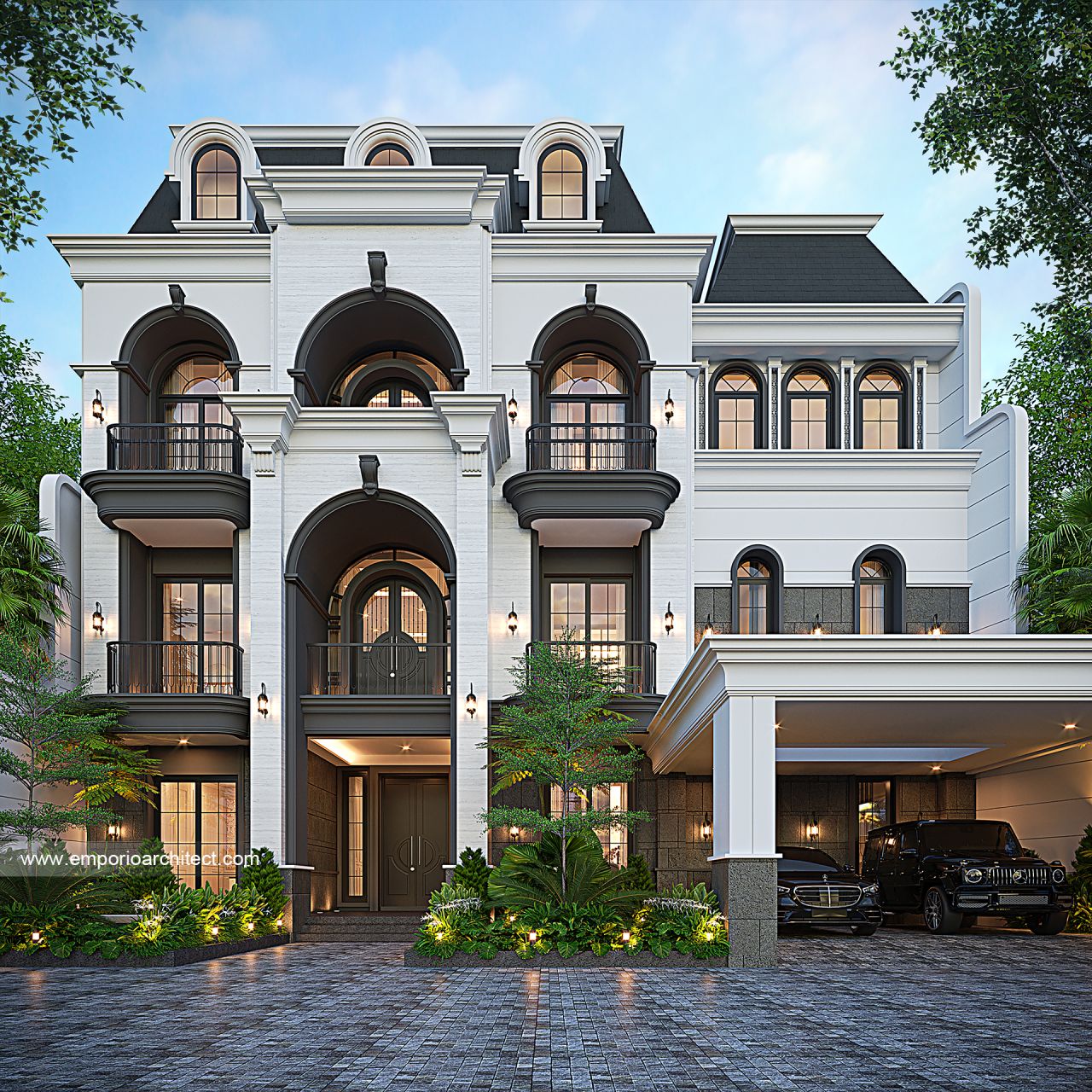 Gambar Desain Rumah Mediteran 3 Lantai Ibu MRN di  Jakarta