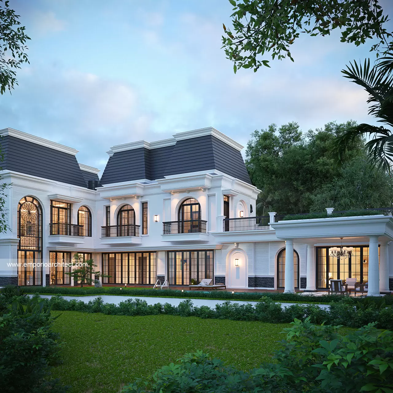 Desain Tampak Belakang Rumah Mediteran 2 Lantai Ibu ISR di Makassar 41568