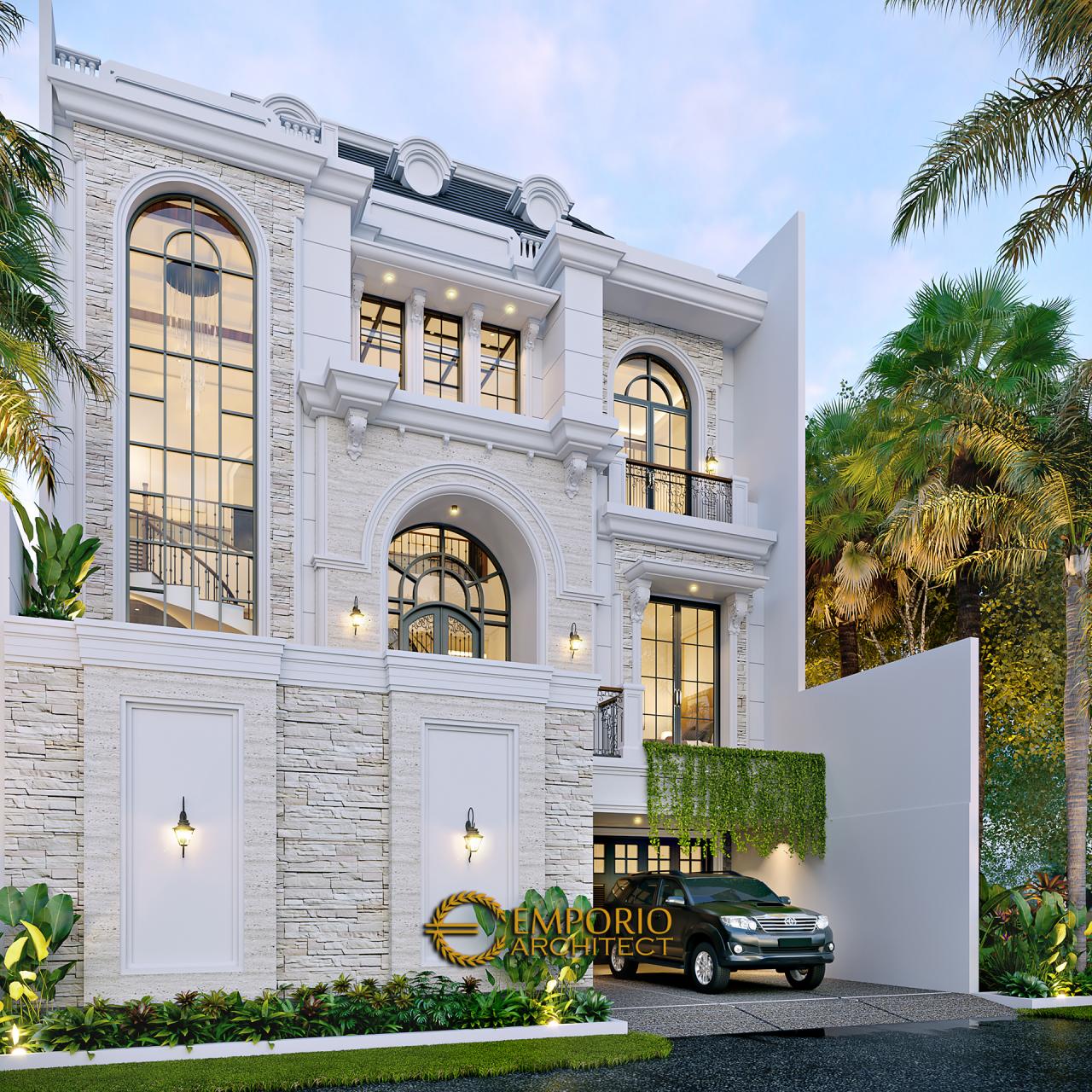 Desain Tampak Depan 2 Rumah Mediteran 2.5 Lantai Bapak Piscesar di Bekasi, Jawa Barat 2