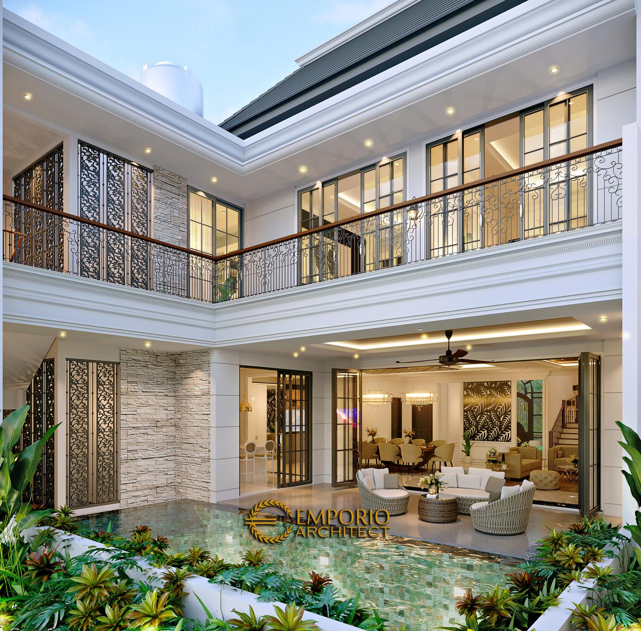 Desain Tampak Belakang Rumah Mediteran 2.5 Lantai Bapak Piscesar di Bekasi, Jawa Barat 3