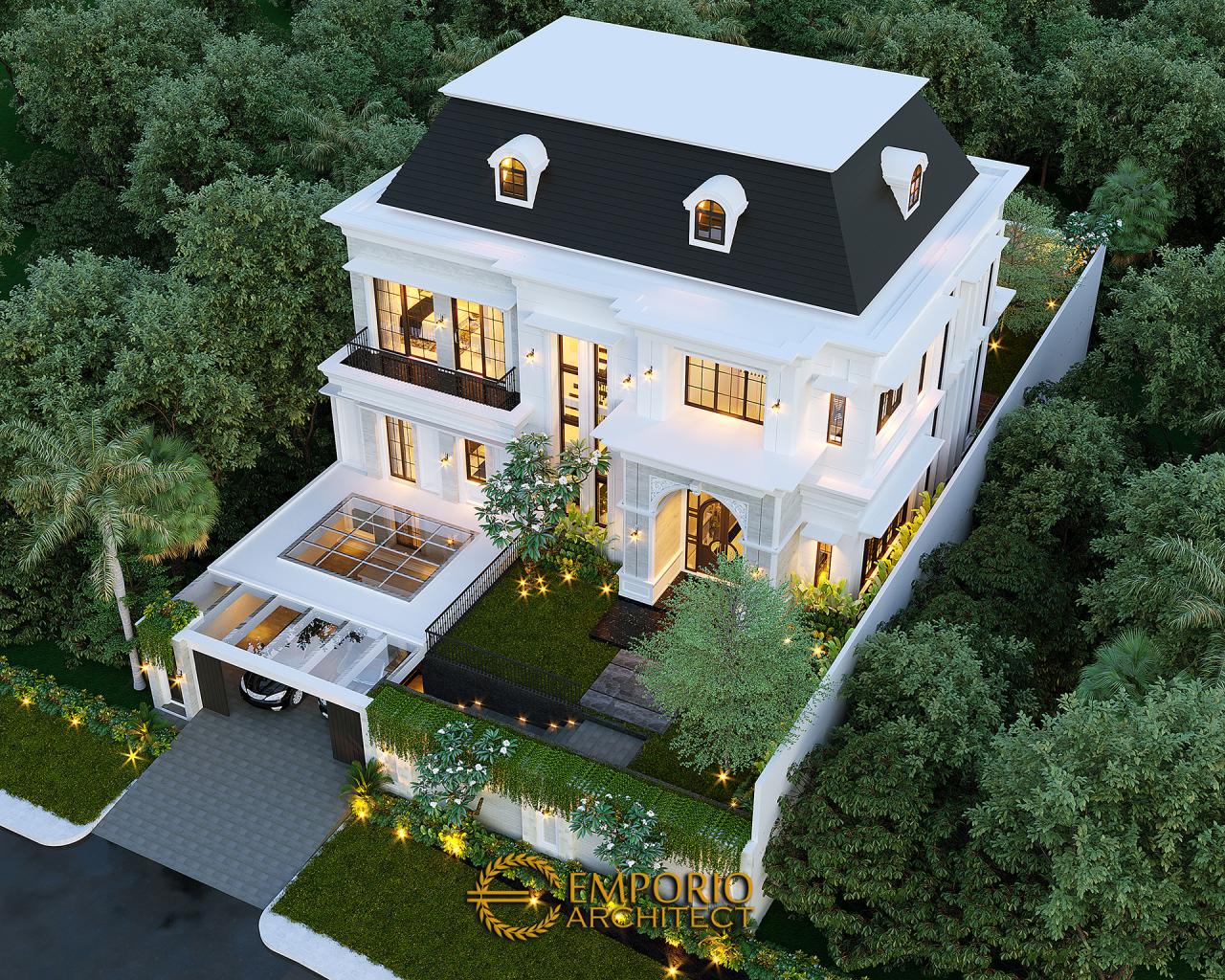 Desain Master Plan Tampak Depan Rumah Mediteran 2.5 Lantai Bapak Amir Prayoga di Malang, Jawa Timur 5