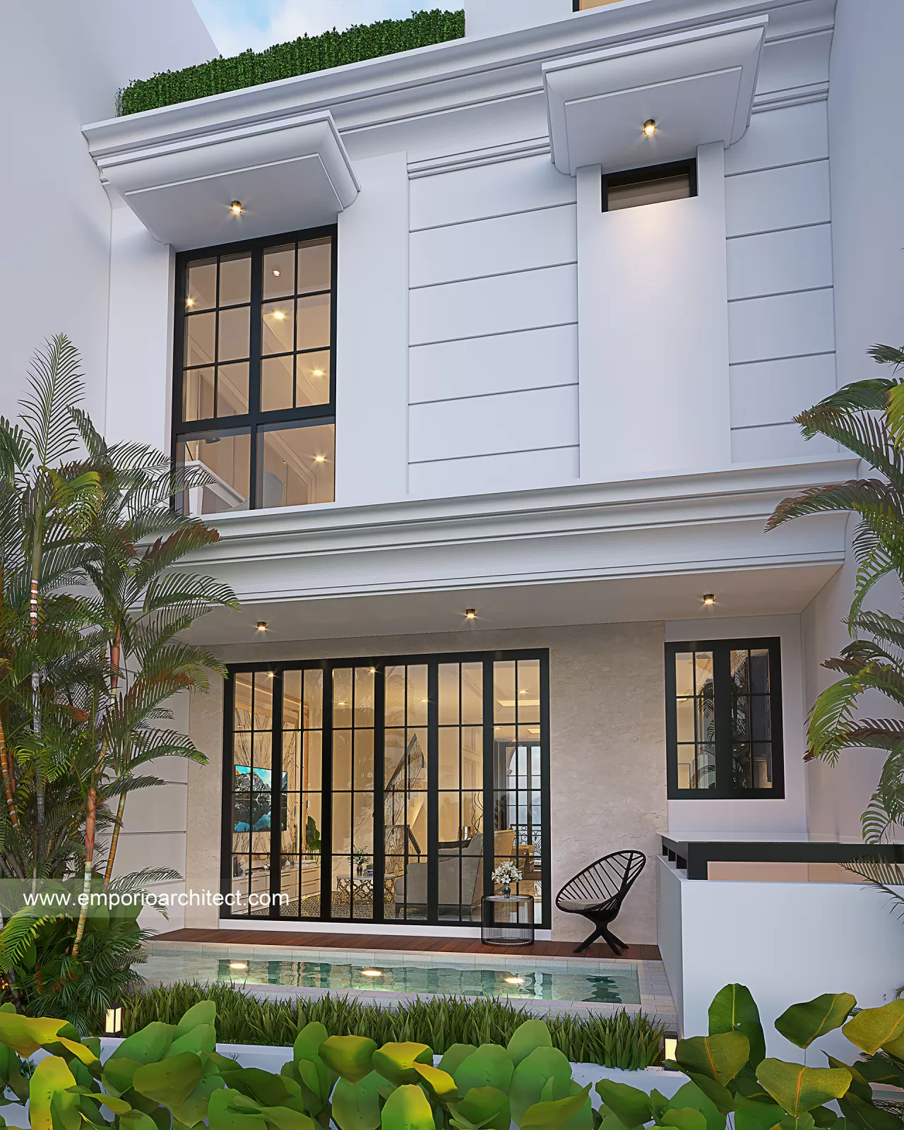 Desain Tampak Detail Belakang Rumah Mediteran 2.5 Lantai Bapak FRM di Jakarta 27785