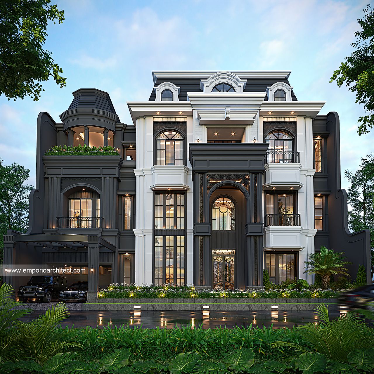 Gambar Desain Rumah Mediteran 3 Lantai Ibu FNN di  Palembang