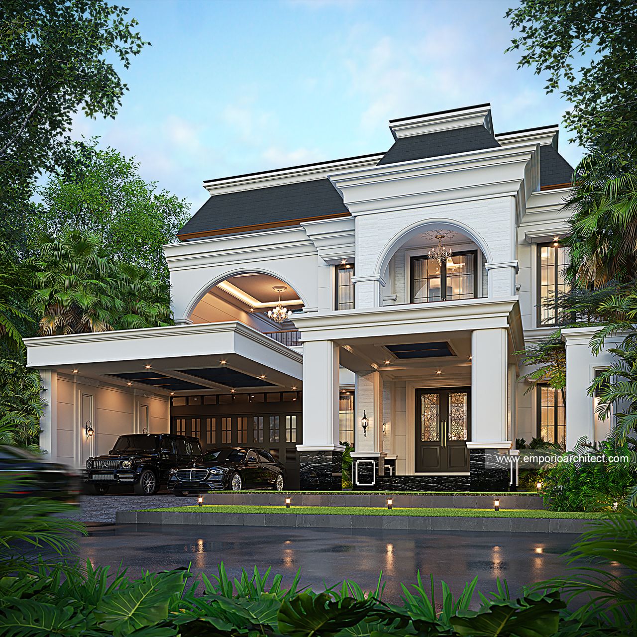 Gambar Desain Rumah Mediteran Klasik 2 Lantai Bapak SGK di  Malang