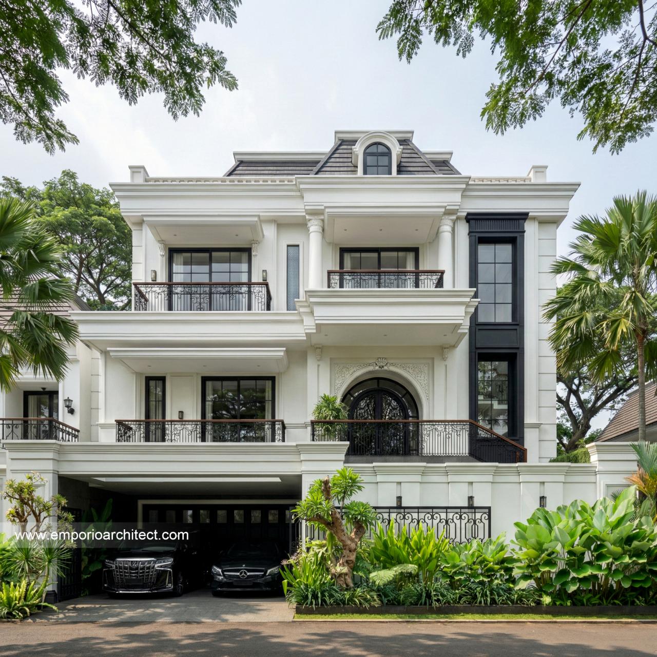 Gambar Desain Rumah Mediteran Klasik 3 Lantai Ibu GST 2281 di  Yogyakarta