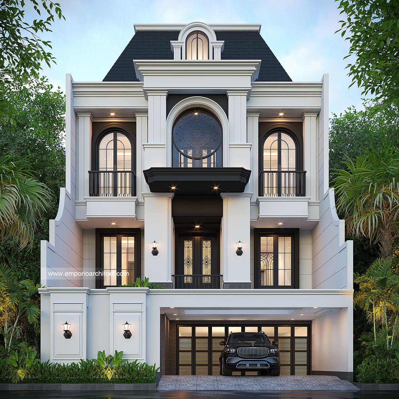 Gambar Desain Rumah Mediteran Klasik 3 Lantai Ibu TN IX 2154 di  Jakarta Selatan