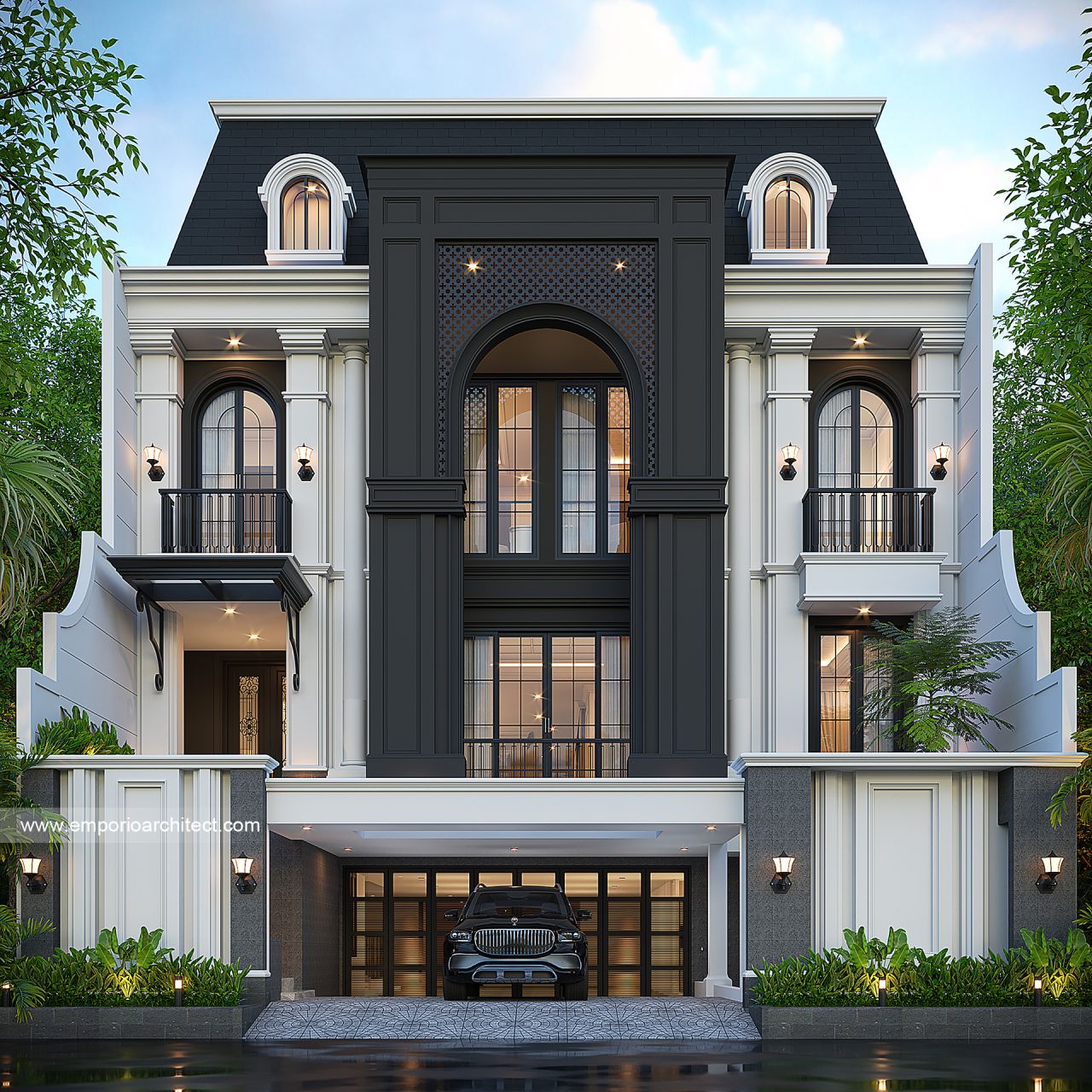 Gambar Desain Rumah Mediteran Klasik 3 Lantai Ibu TN X 2155 di  Jakarta Selatan