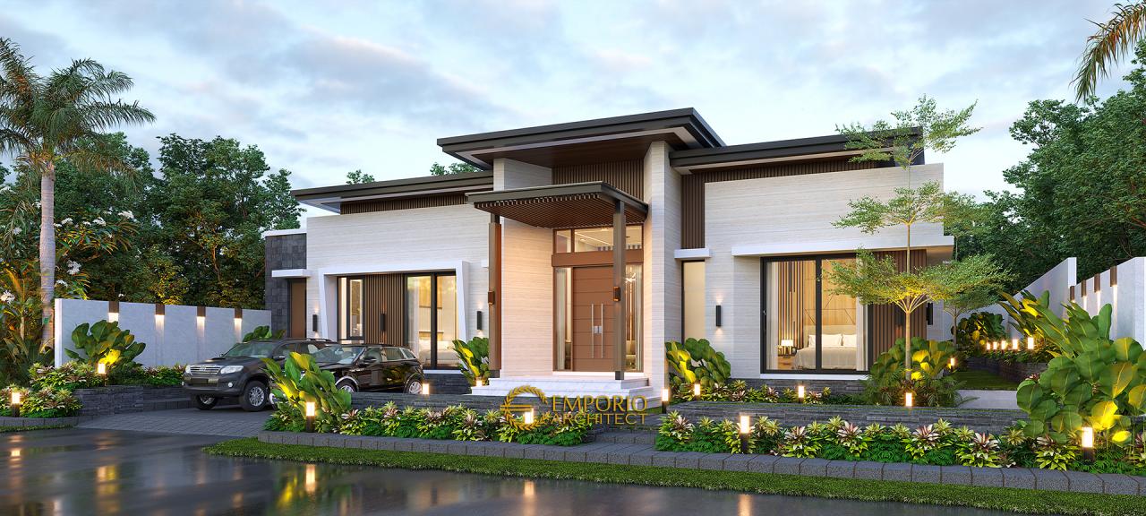 Desain Tampak Depan 2 Rumah Modern 1 Lantai Bapak Jeremia di Pekanbaru, Riau 2