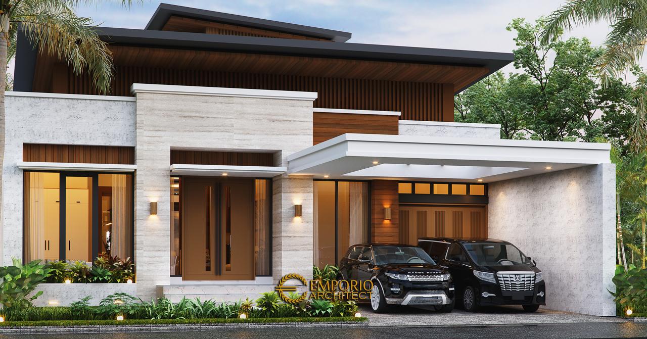 Desain Tampak Depan 2 Rumah Modern 1.5 Lantai Bapak Reza di Pekanbaru, Riau 2
