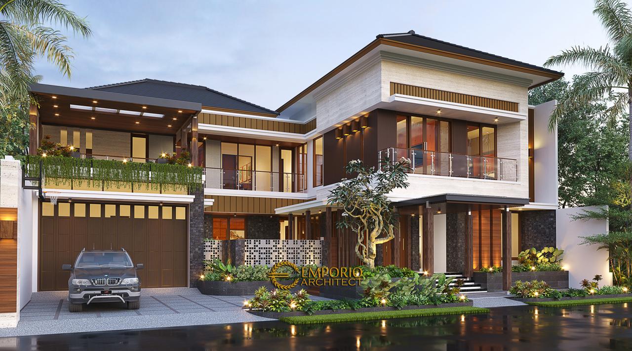 Desain Rumah Modern 2 Lantai Bapak Kris di Yogyakarta - Tampak Depan Tanpa Pagar 1
