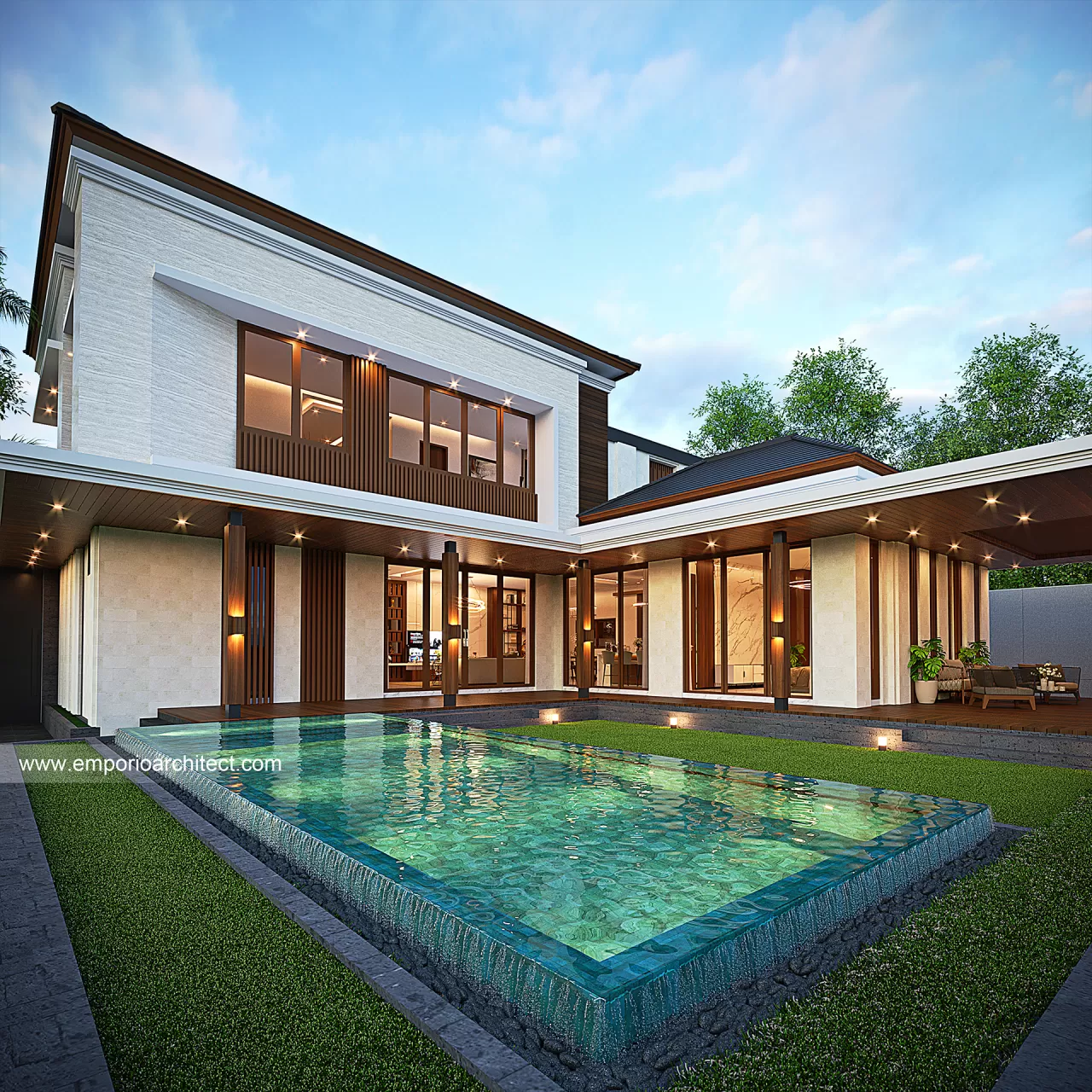 Desain Tampak Detail Belakang Rumah Modern 2 Lantai Bapak DNL di Yogyakarta 32154