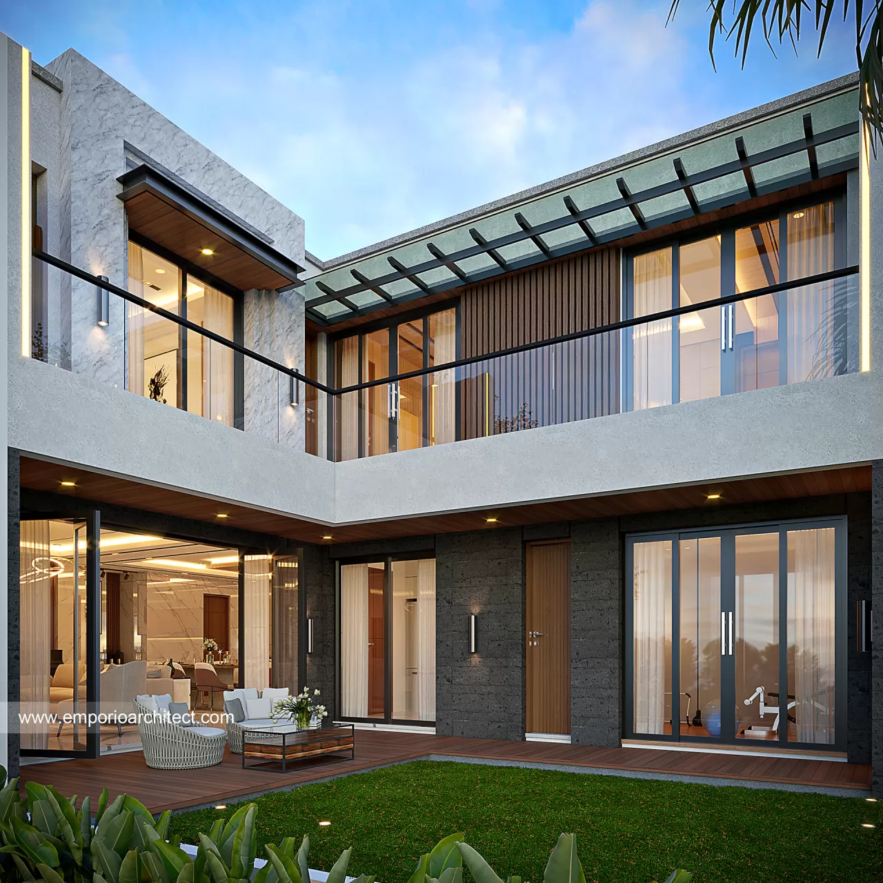 Desain Tampak Belakang Rumah Modern 2 Lantai Bapak HWE di Pekanbaru 34768