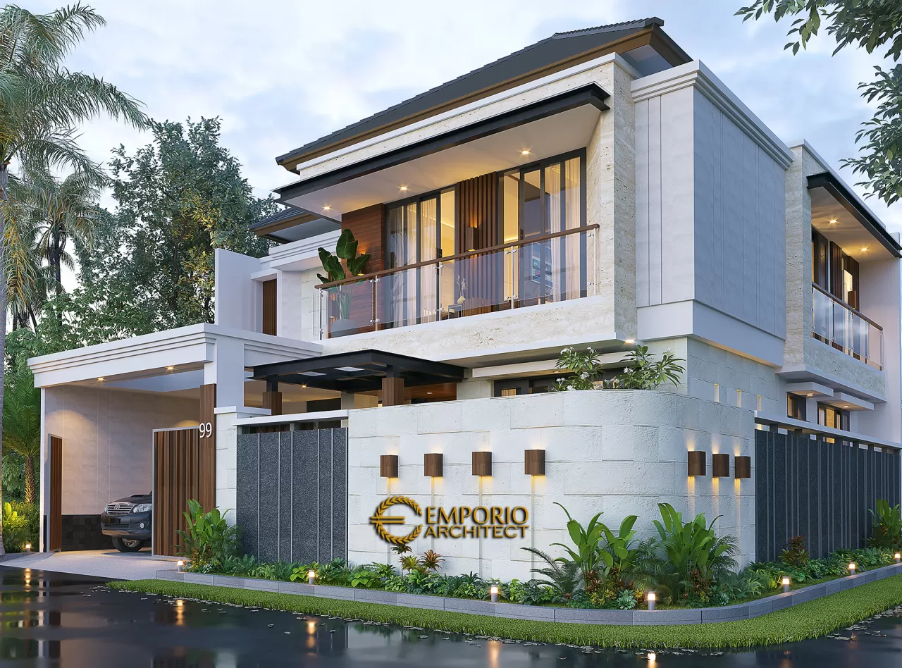 Desain Tampak Hook Dengan Pagar Rumah Modern 2 Lantai Ibu Margaretha di Jayapura, Papua 14569