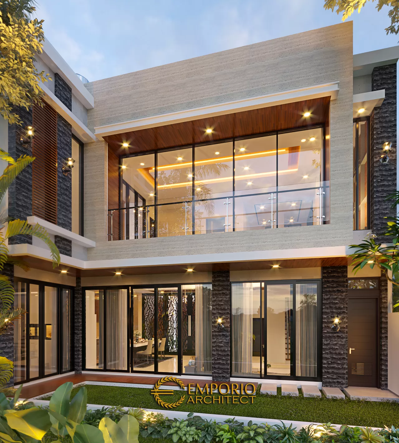 Desain Tampak Belakang 1 Rumah Modern 2 Lantai Bapak Albert di Bandung, Jawa Barat 13111