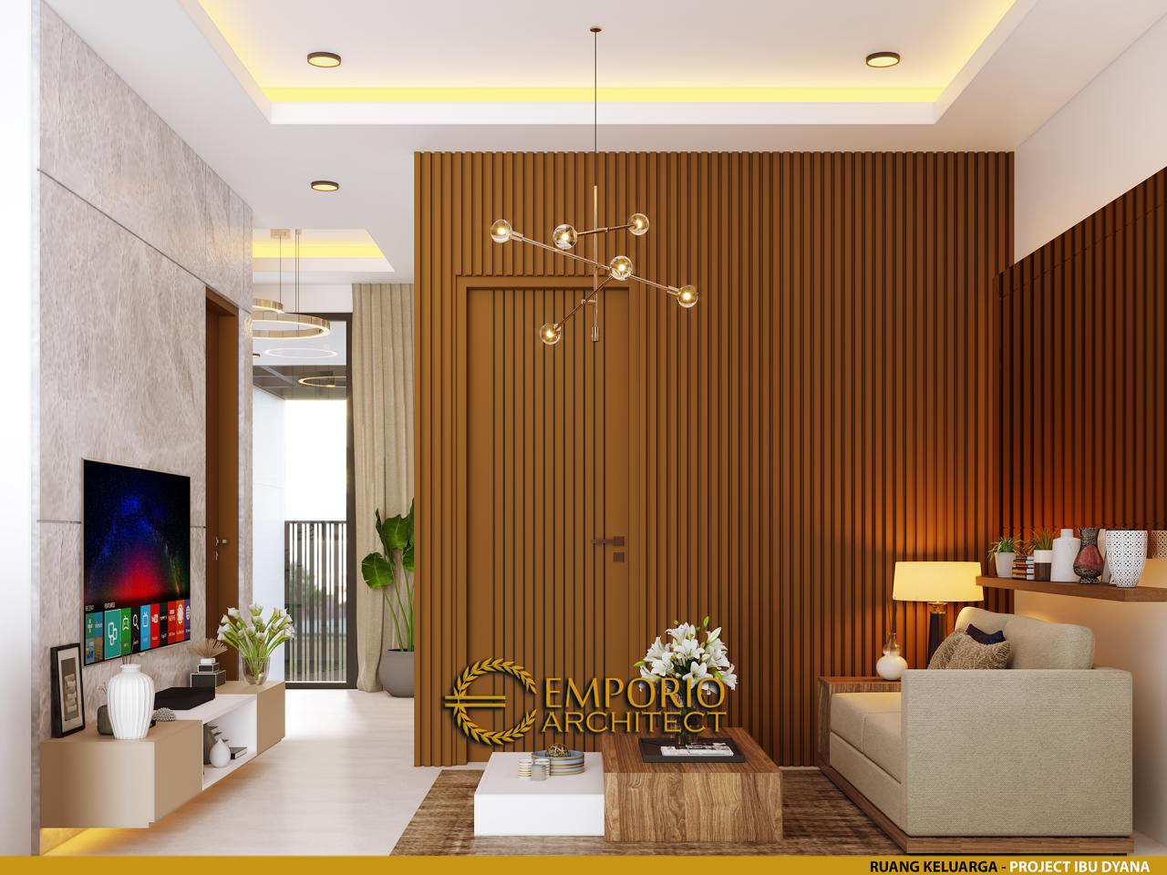 Desain Ruang Keluarga Rumah Modern 2 Lantai Ibu Dyana di Jakarta Utara 4