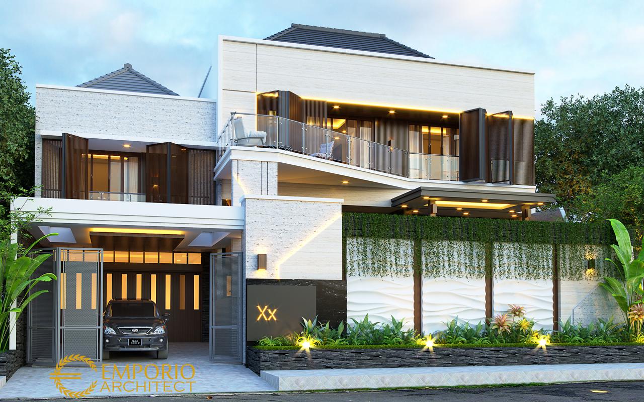 Desain Tampak Depan Dengan Pagar Rumah Modern 2 Lantai Ibu Diana di Bandar Lampung 3