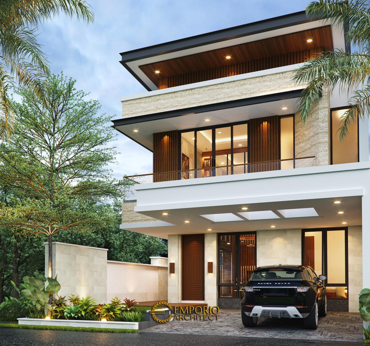 Desain Rumah Modern 2 Lantai Bapak Alby di Batu, Malang, Jawa Timur - Tampak Depan Tanpa Pagar 1