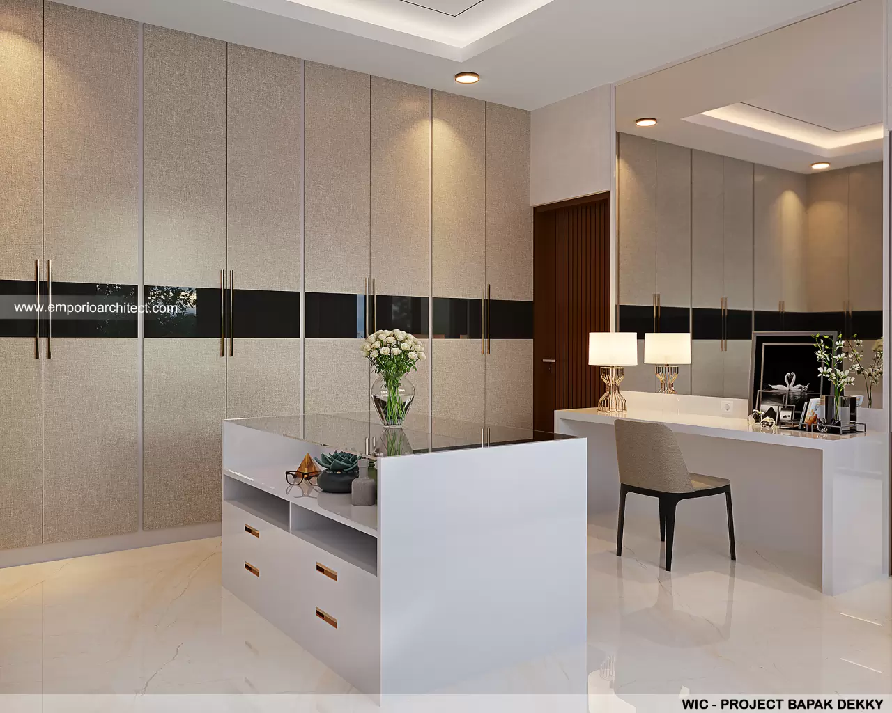 Desain Walk In Closet Rumah Modern 2 Lantai Bapak Dekky di Kepulauan Riau 23645