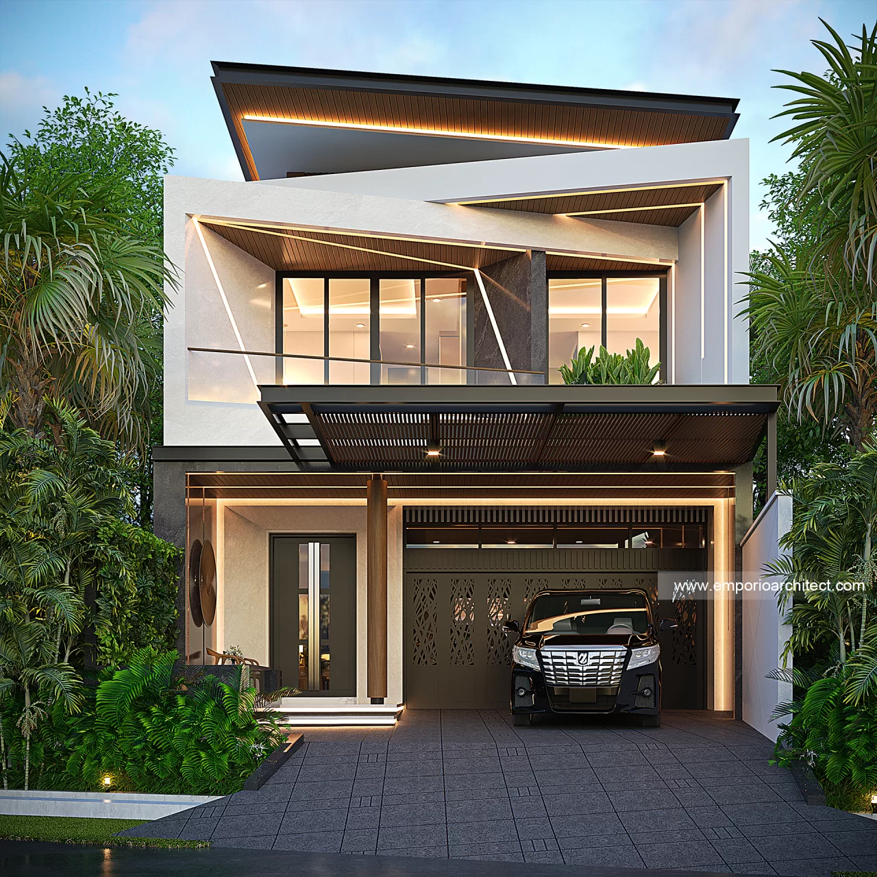 Desain Tampak Depan Rumah Modern 2 Lantai Bapak TFN di Purwakarta 39074