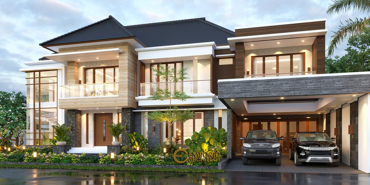 Desain Rumah Modern 2 Lantai Ibu Lucy di Medan, Sumatera Utara - Tampak Depan 1