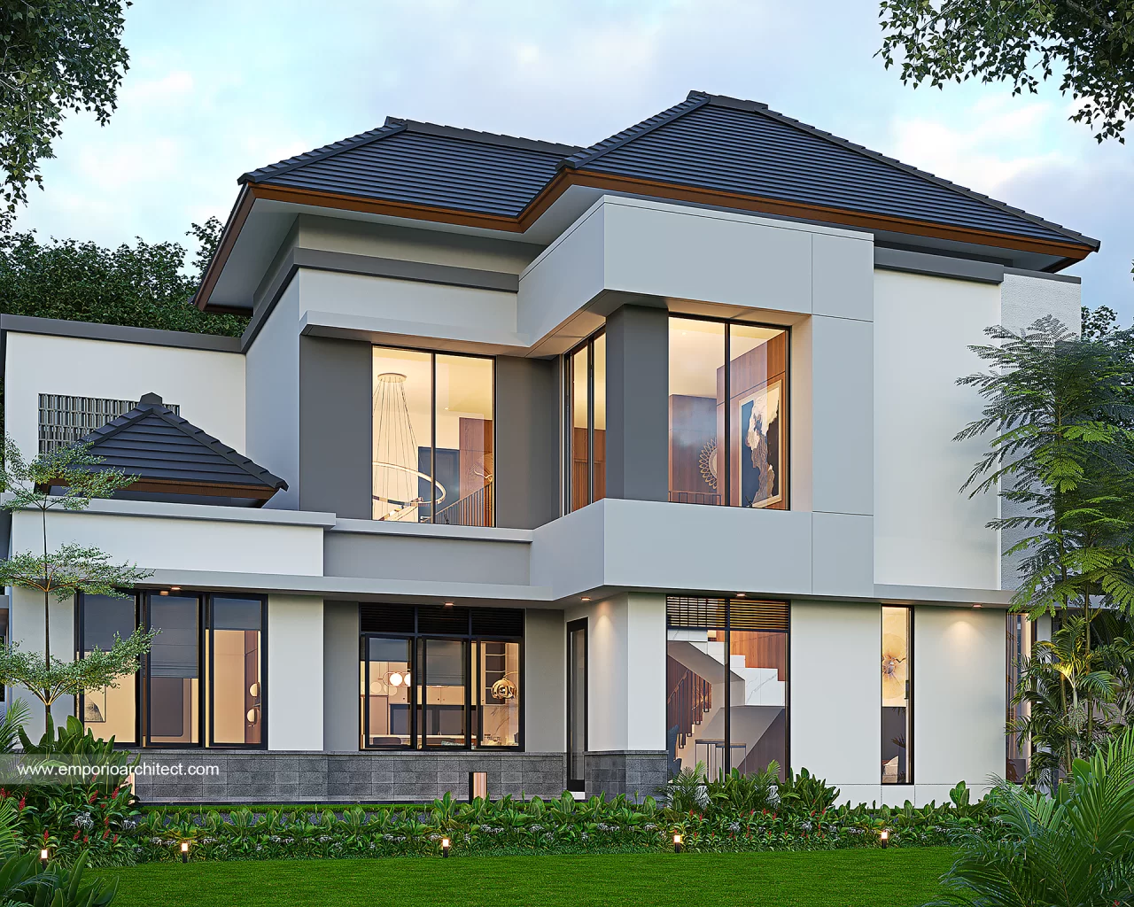 Desain Tampak Belakang Rumah Modern 2 Lantai Bapak VTX di Serang, Banten 44674
