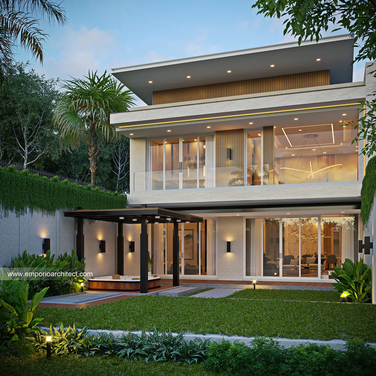 Desain Tampak Belakang Rumah Modern 2 Lantai Bapak WLY di Pemalang, Jawa Tengah 36146