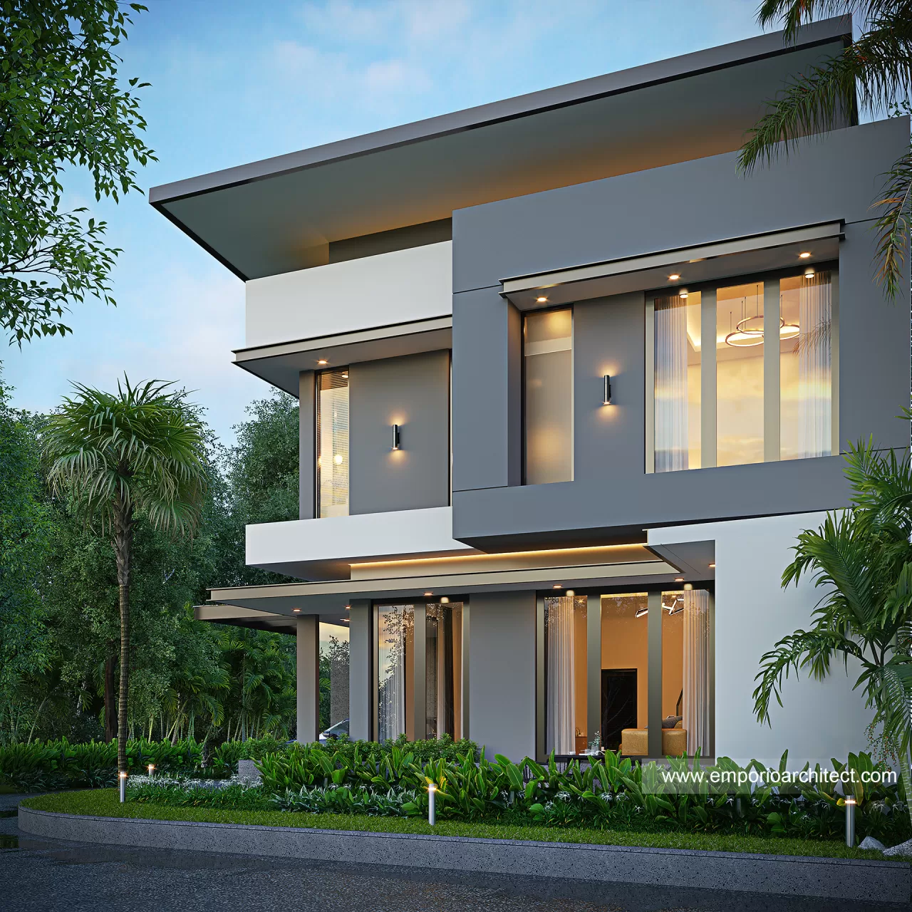 Desain Tampak Samping Rumah Modern 2 Lantai Bapak Y di Tangerang 34562