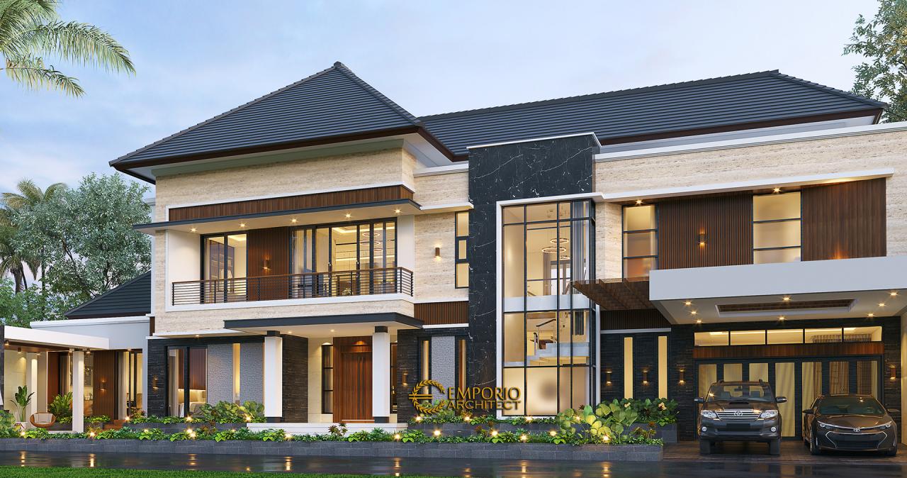 Desain Rumah Modern 2 Lantai Bapak Andi di Lahat, Sumatera Selatan - Tampak Depan 1