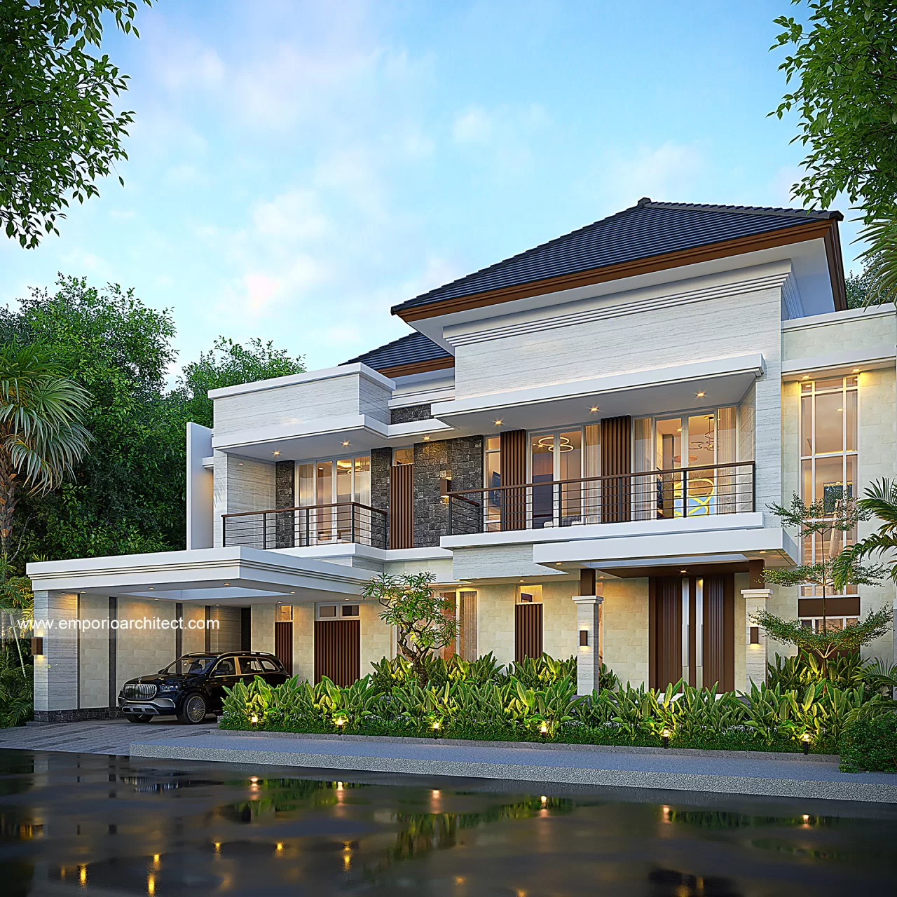 Desain Tampak Depan 3 Rumah Modern 2 Lantai Bapak HZM di Batam 38459