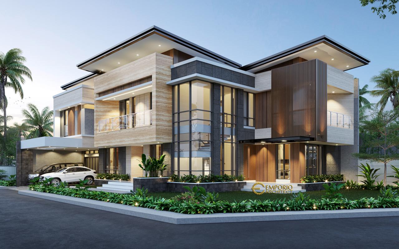 Desain Tampak Hook 2 Rumah Modern 2 Lantai Ibu Febry di Jayapura, Papua 2