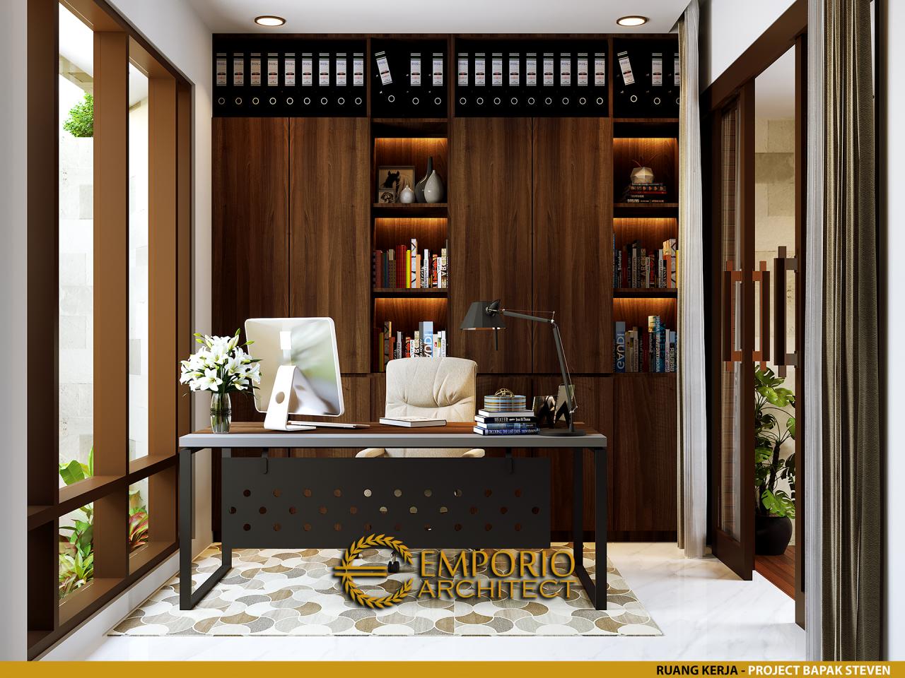 Desain Ruang Kerja Rumah Modern 2 Lantai Bapak Steven di Surabaya 7